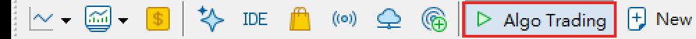 Toolbar "Algo Trading" button ON (green)
