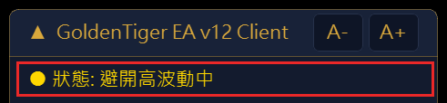 避開高波動中:現在落在自動避開的時段裡,策略一~三不開新一輪、策略四照常;手上的單照常補單、平倉
